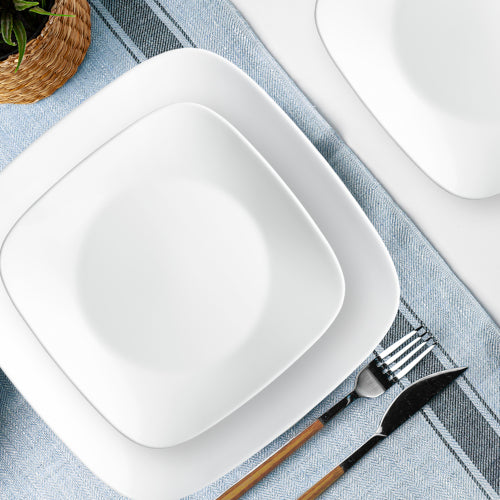 Corelle Square??Pure White 12-piece Dinnerware Set with Appetizer Plates. Service for 4 - Image 3