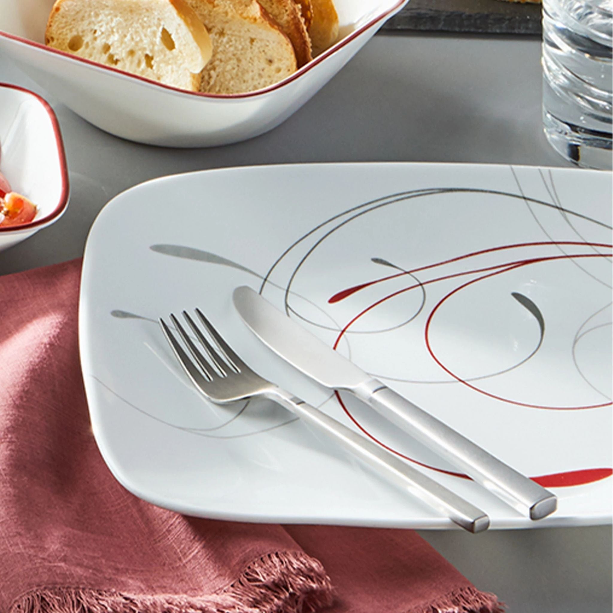 Corelle Square Splendor 12-piece Dinnerware Set with Appetizer Plates. Service for 4 - Image 3