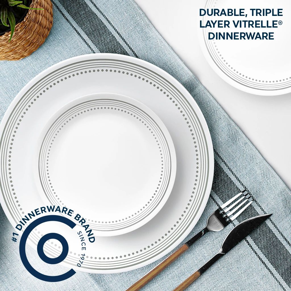 Corelle Mystic Gray 18-piece Mugless Dinnerware Set. Service for 6 - Image 2