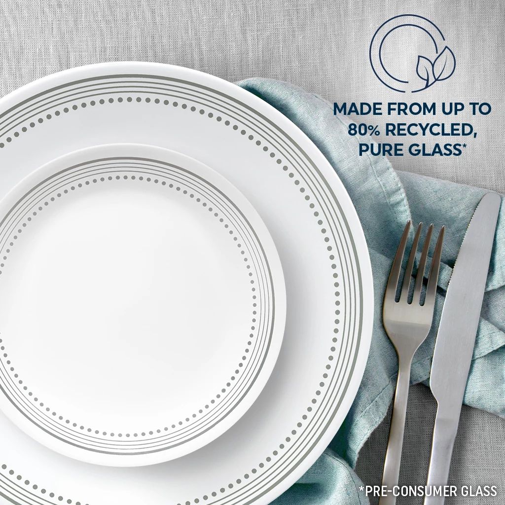 Corelle Mystic Gray 18-piece Mugless Dinnerware Set. Service for 6 - Image 4