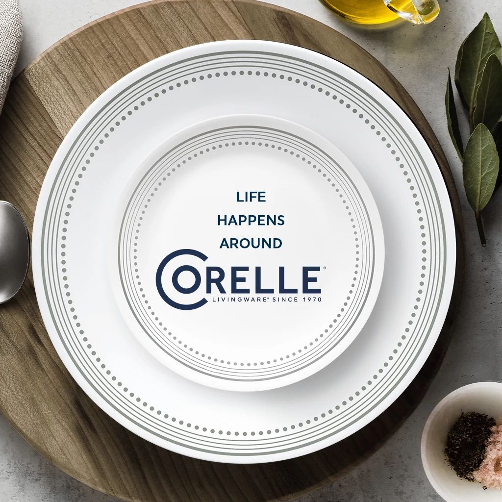 Corelle Mystic Gray 18-piece Mugless Dinnerware Set. Service for 6 - Image 5