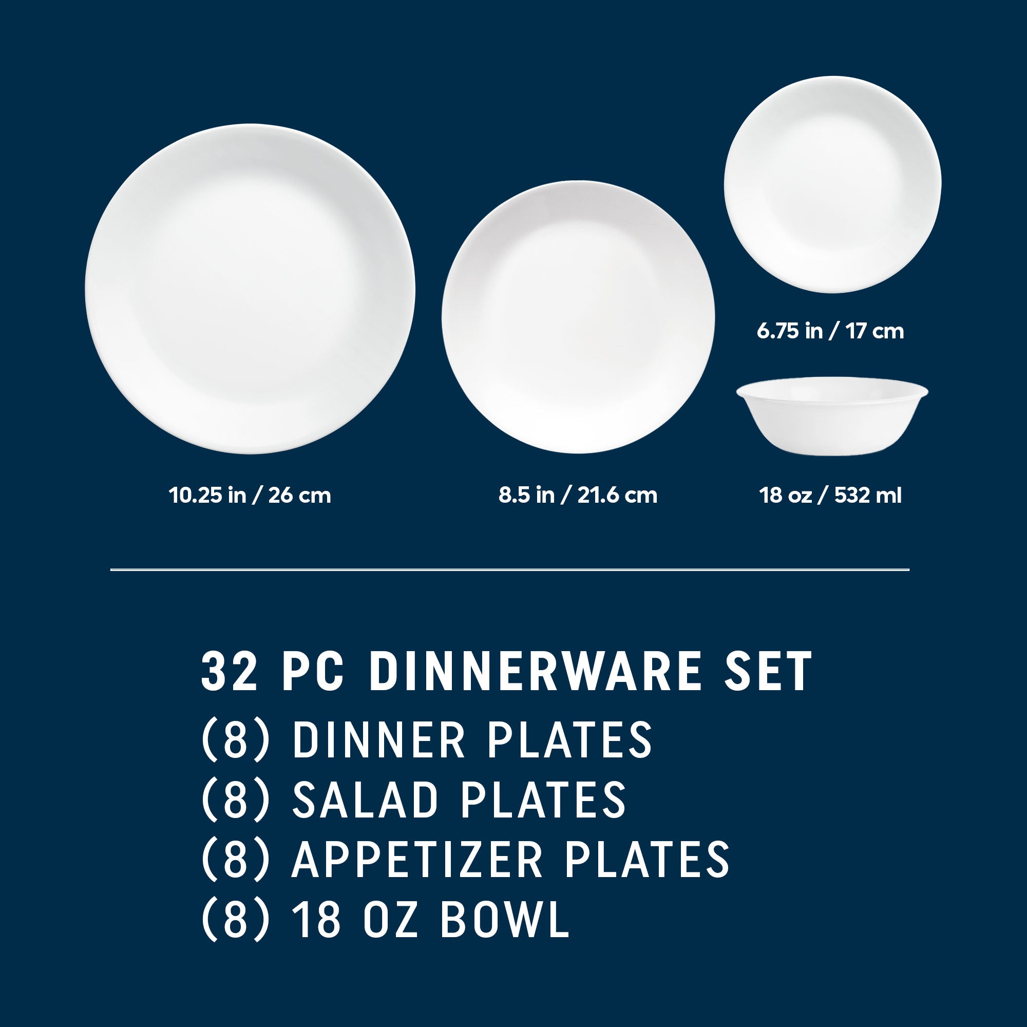 Corelle Shimmering White 32-piece Dinnerware Set. Service for 8 - Image 2