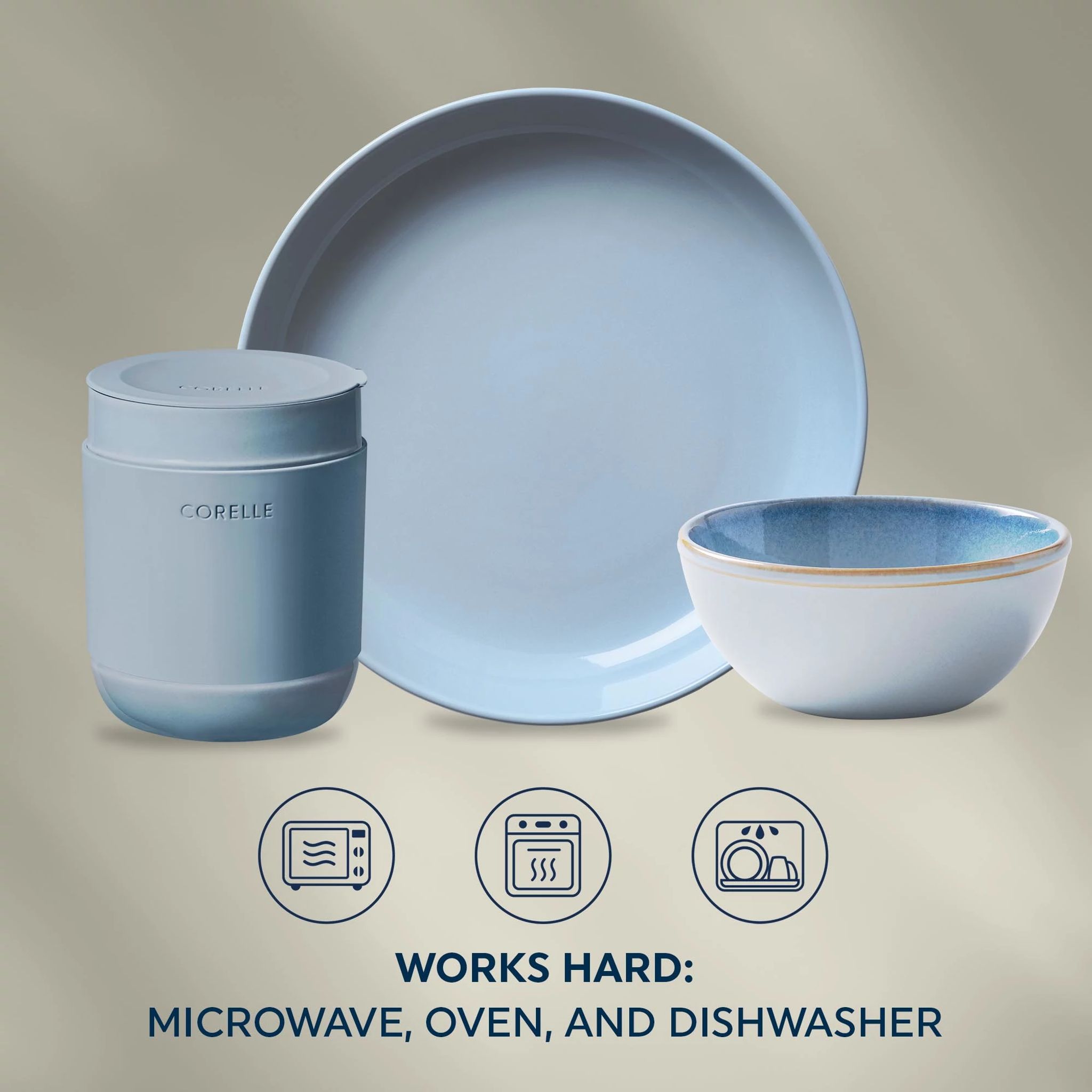 Corelle Stoneware 16-piece Dinnerware Set. Service for 4. Nordic Blue - Image 4