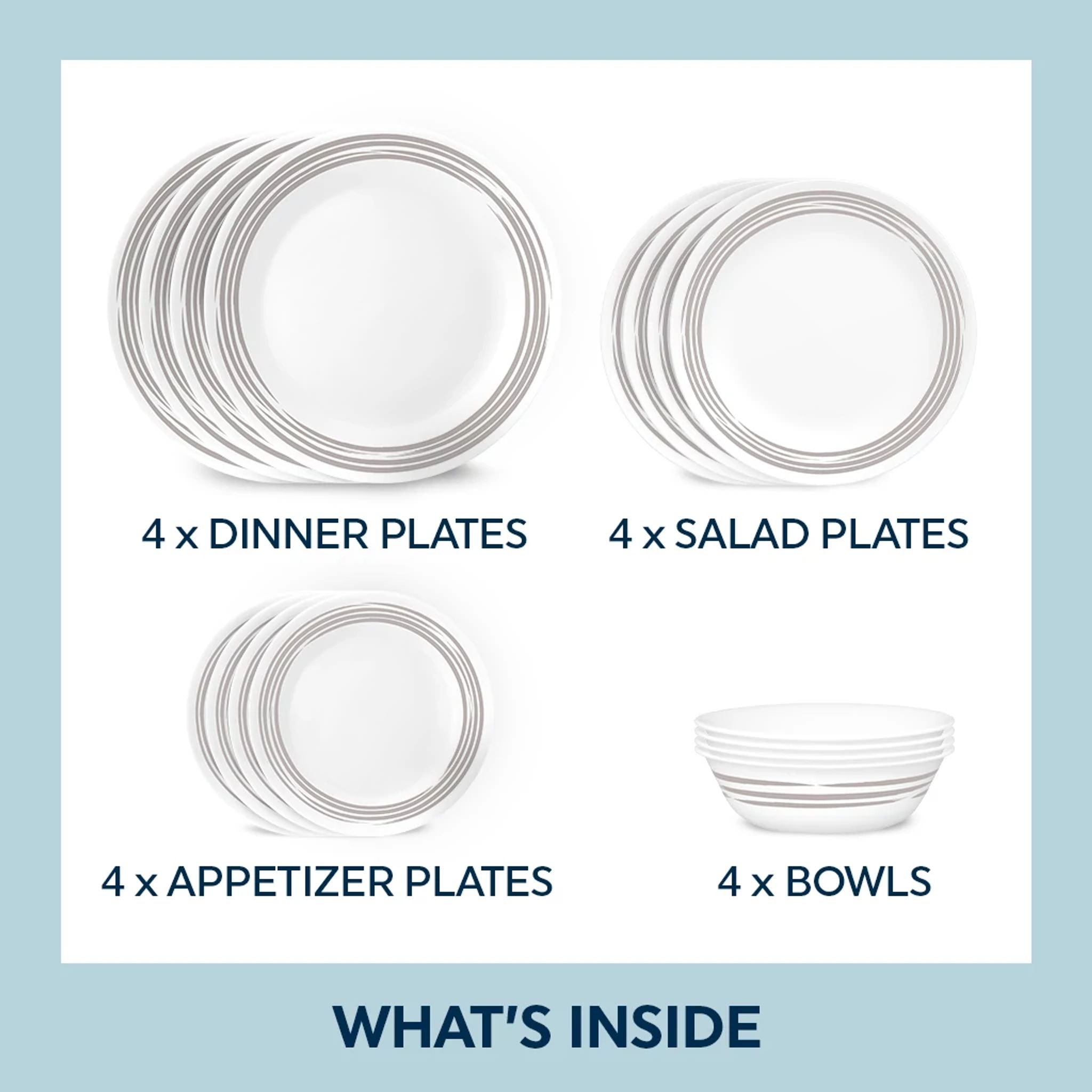 Corelle Brushed Silver 16-piece Dinnerware Set. Service for 4 - Image 2