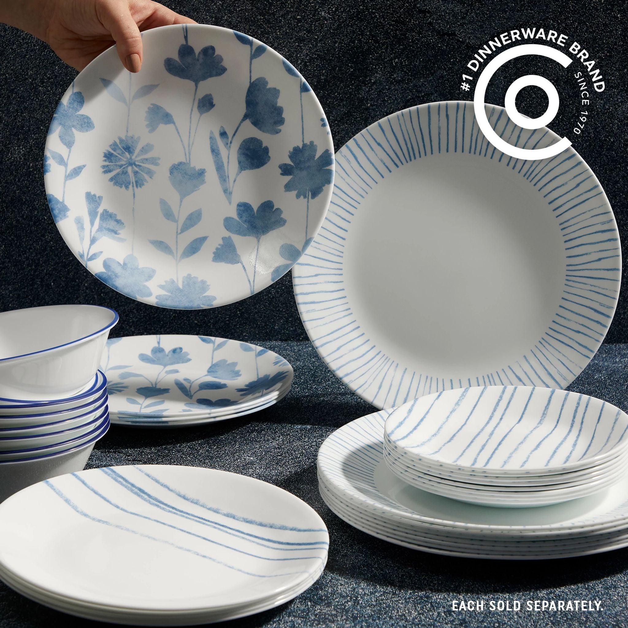 Corelle Botanical Stripes 10.25 Dinner Plate. 6 pack - Image 4