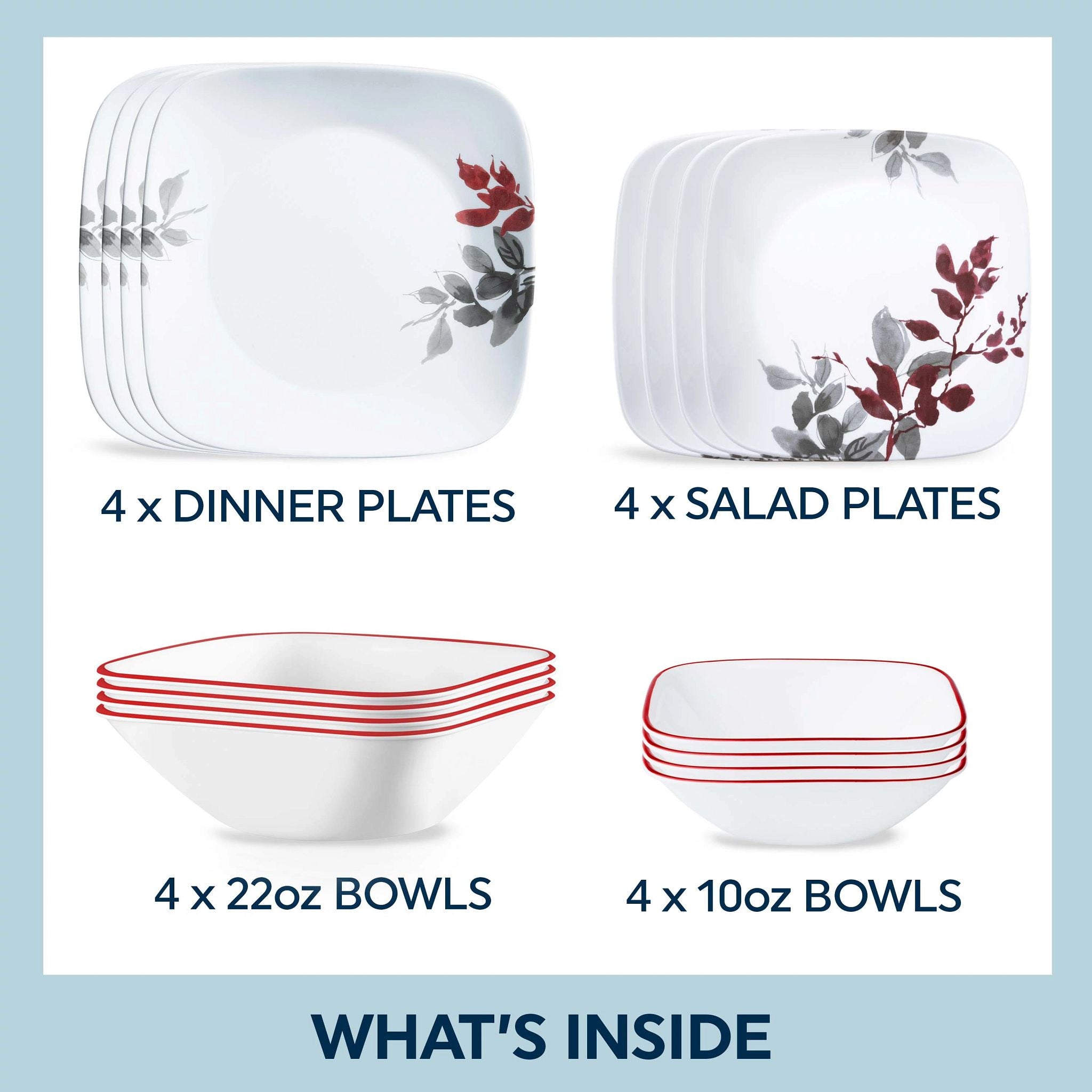 Corelle Kyoto Leaves 16-piece Dinnerware Set. Service for 4 - Image 2