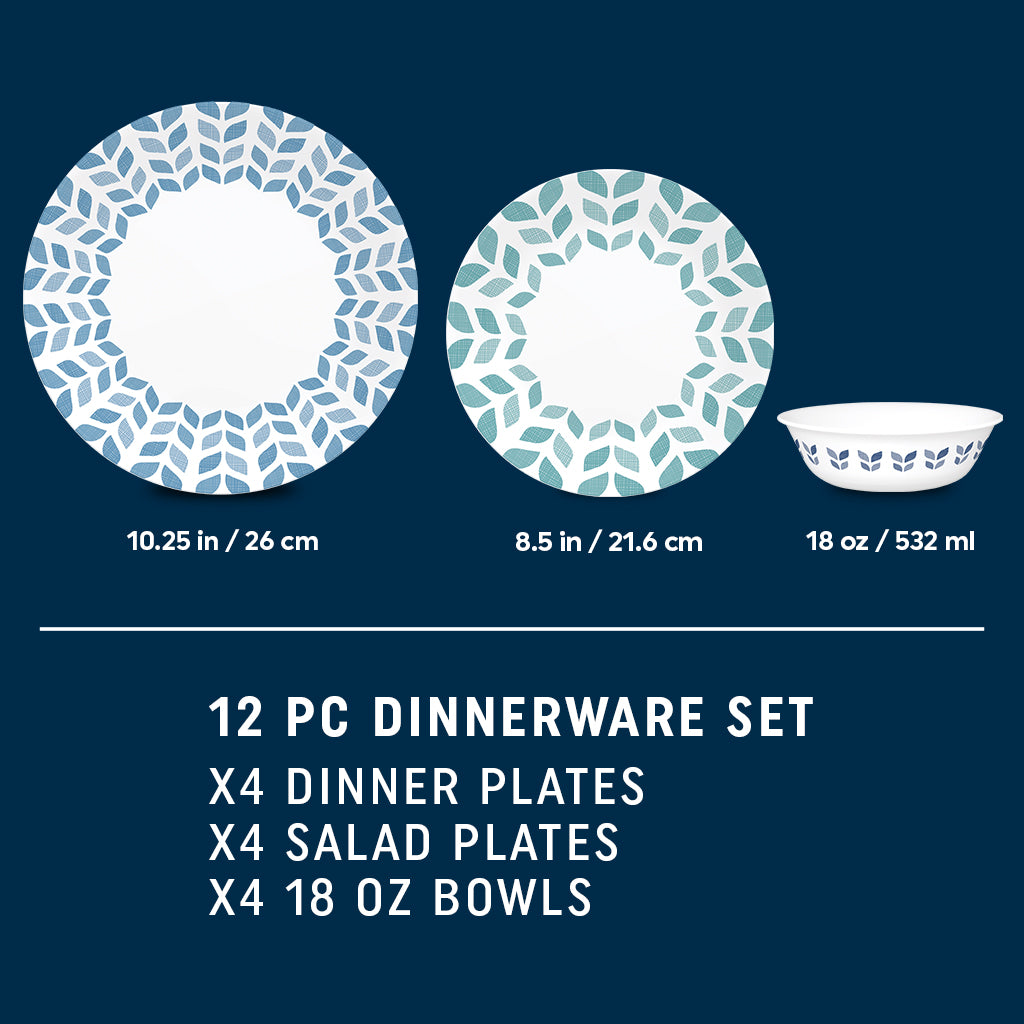 Corelle Global Collection Northern Pines 12-piece Dinnerware Set. Service for 4 - Image 2