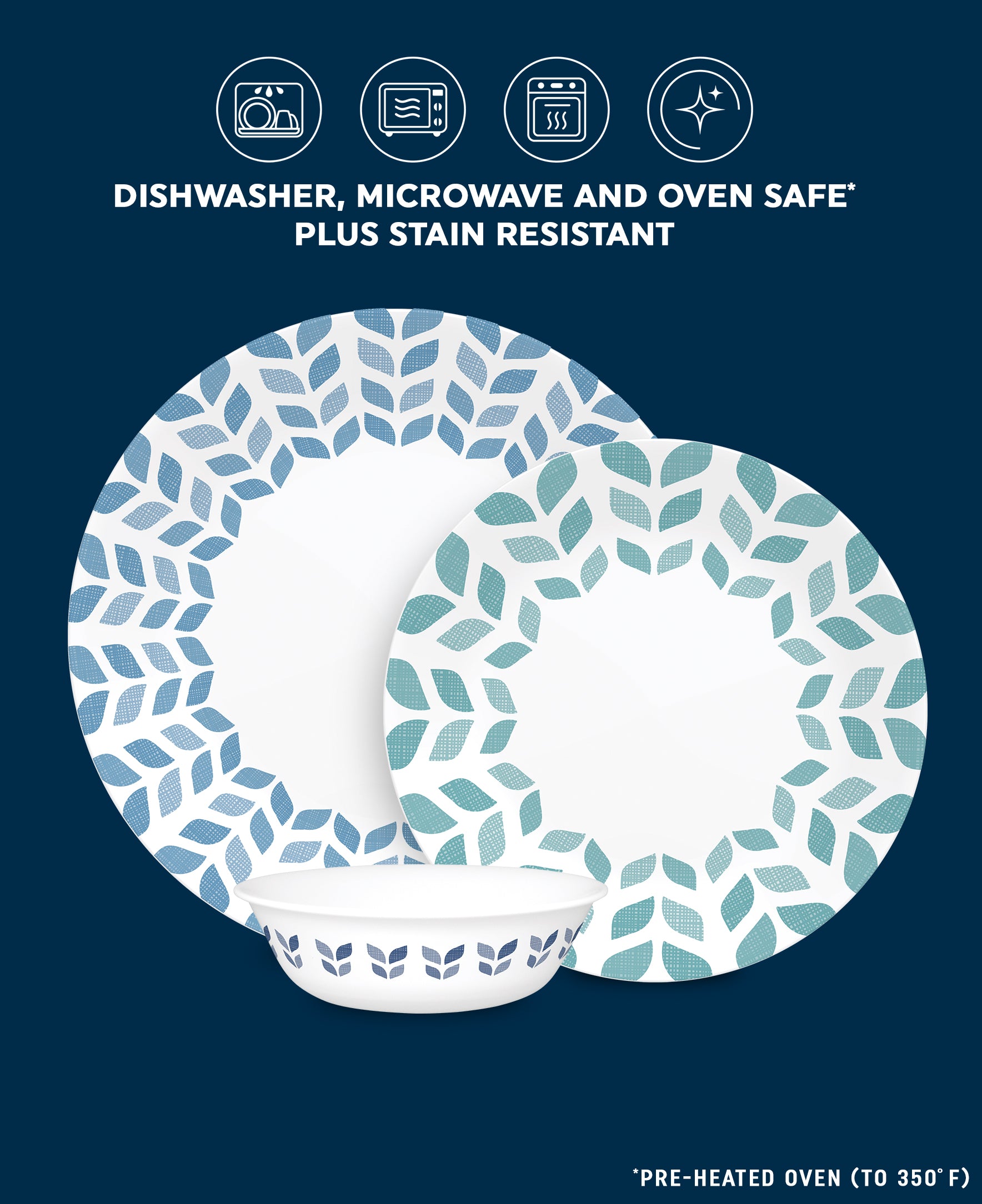 Corelle Global Collection Northern Pines 12-piece Dinnerware Set. Service for 4 - Image 3