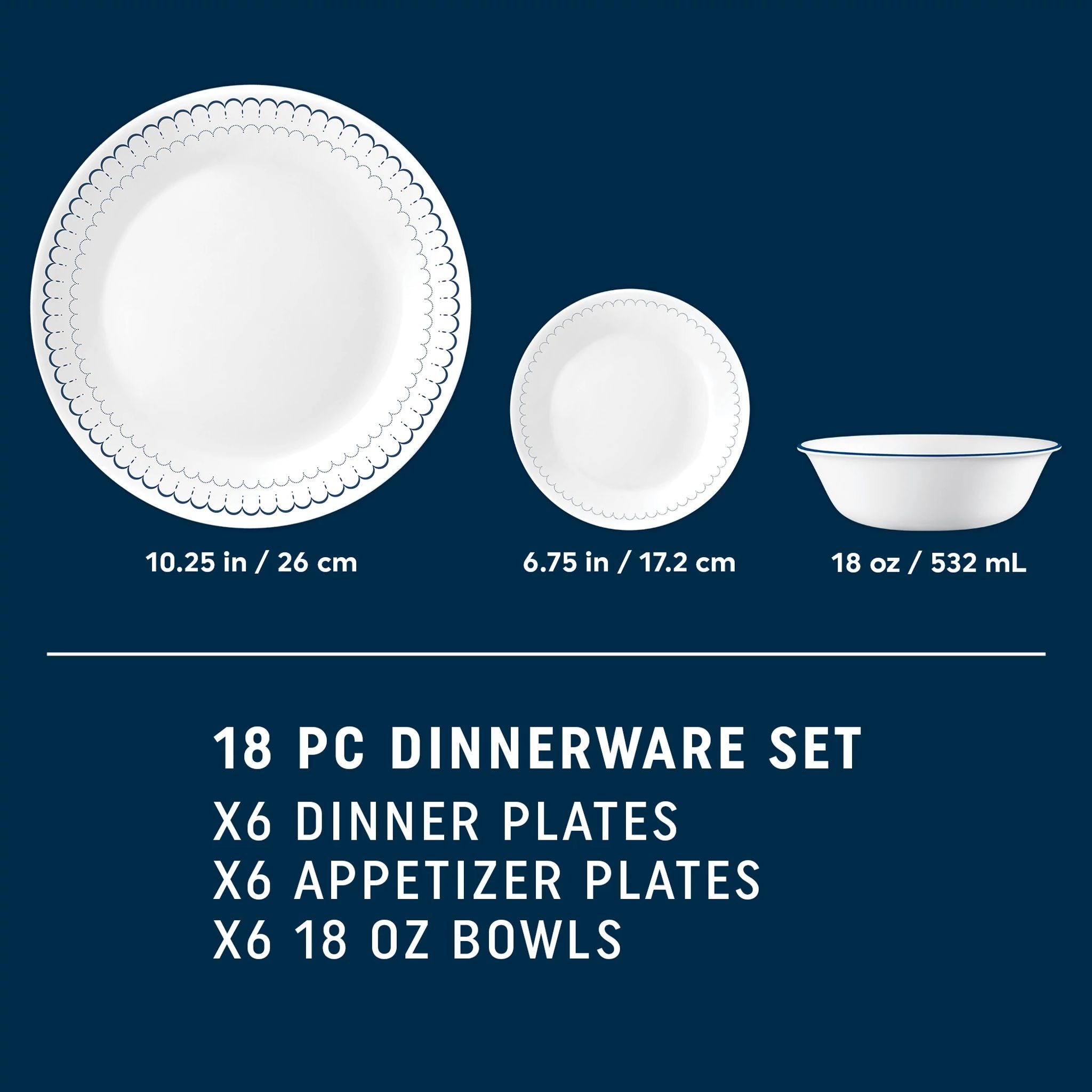 Corelle Caspian Lace 18-piece Dinnerware Set. Service for 6 - Image 2