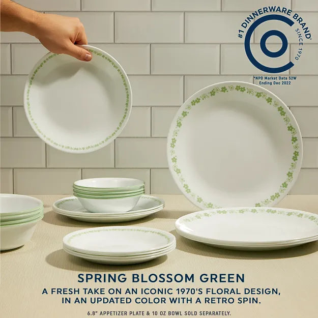 Corelle Spring Blossom Green 12-piece Dinnerware Set. Service for 4 - Image 3