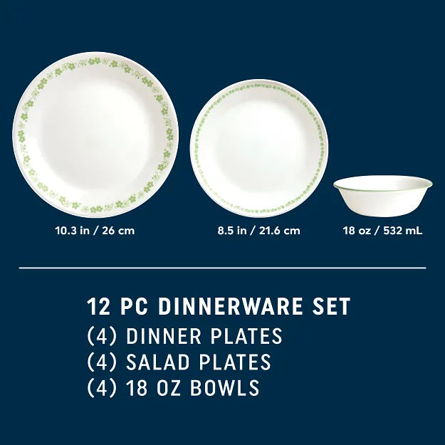 Corelle Spring Blossom Green 12-piece Dinnerware Set. Service for 4 - Image 2