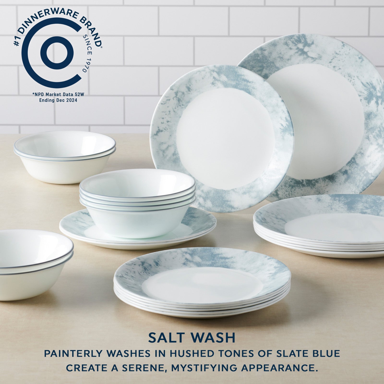 Corelle Salt Wash 12-piece Dinnerware Set. Service for 4 - Image 3