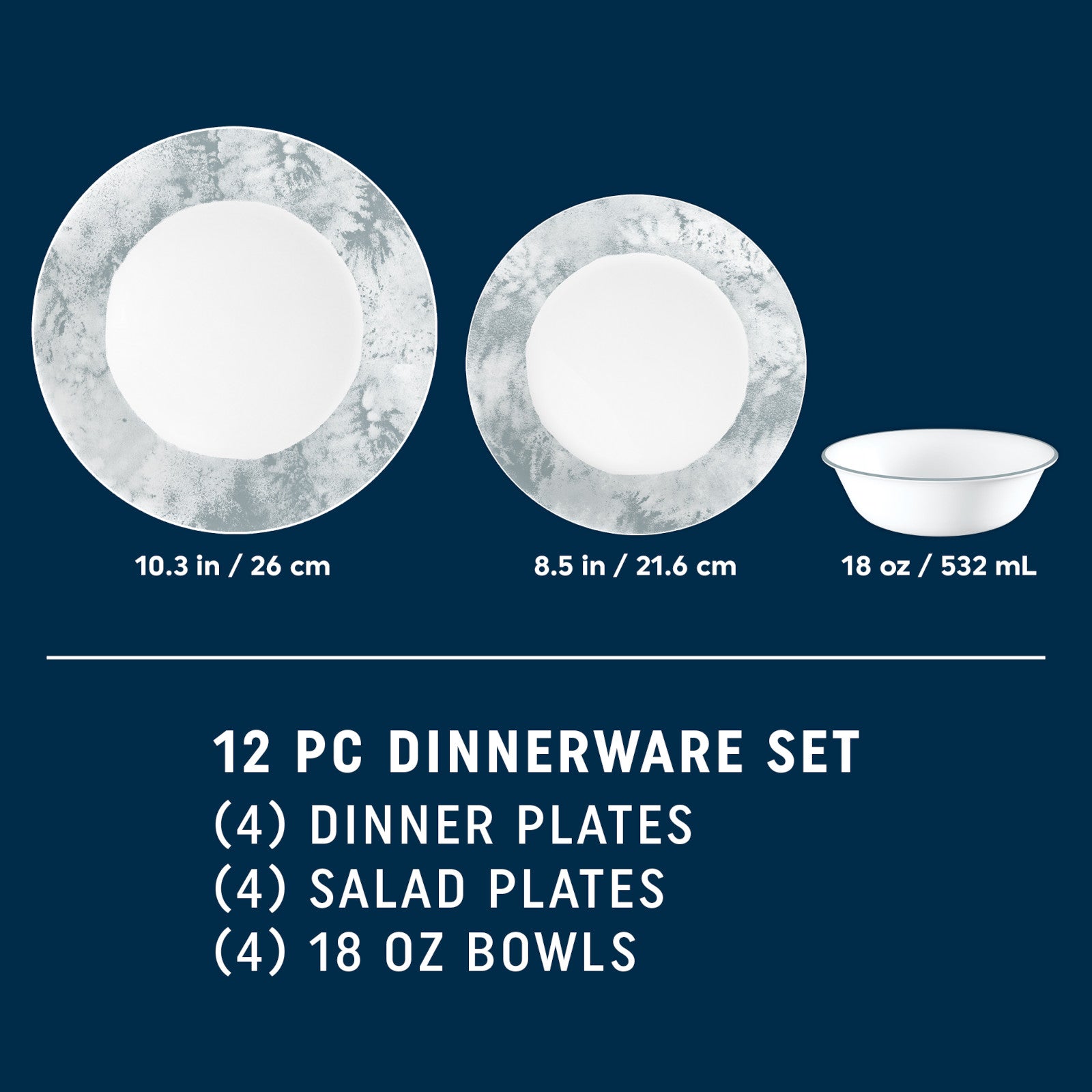 Corelle Salt Wash 12-piece Dinnerware Set. Service for 4 - Image 2