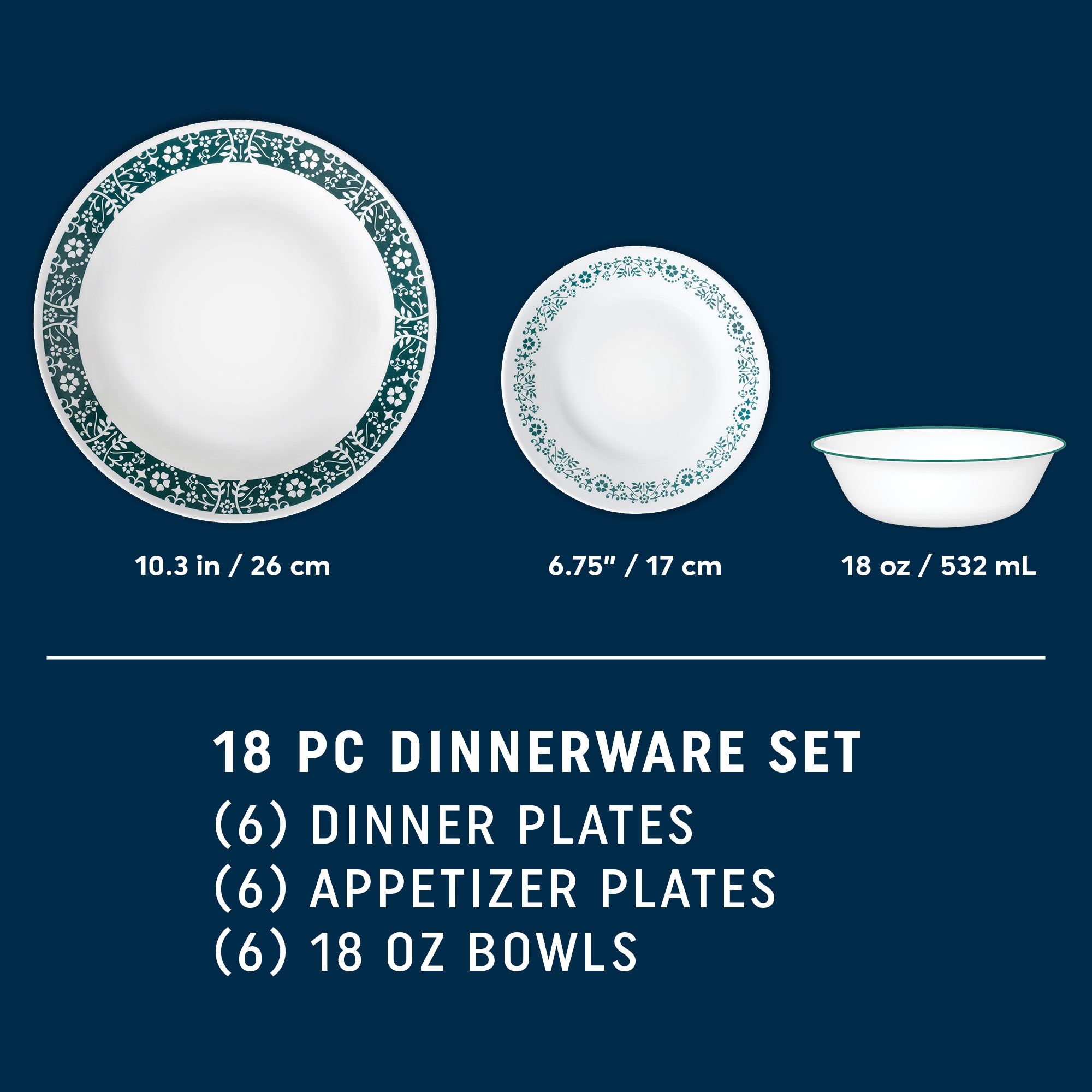 Corelle Penelope 18-piece Dinnerware Set. Service for 6 - Image 2