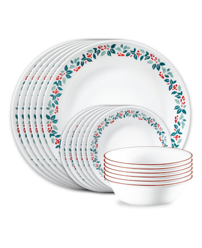 Corelle Winter Berries 18-pc Dinnerware Set. Service for 6