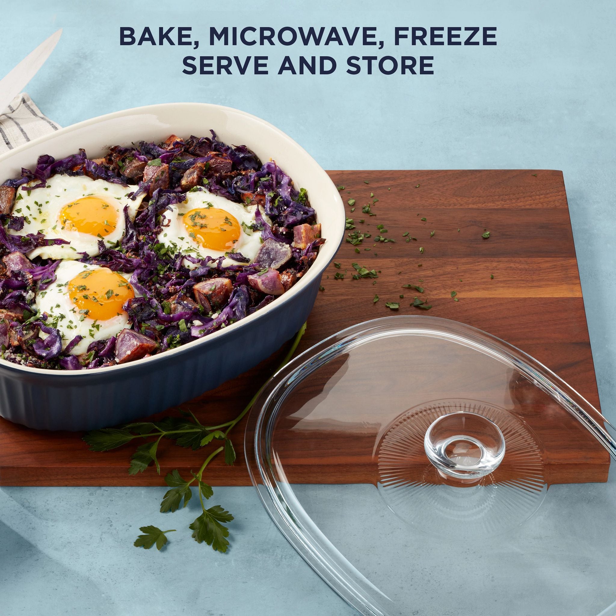 CorningWare French Colors 2.5-quart Oval Baking Dish. Navy - Image 3