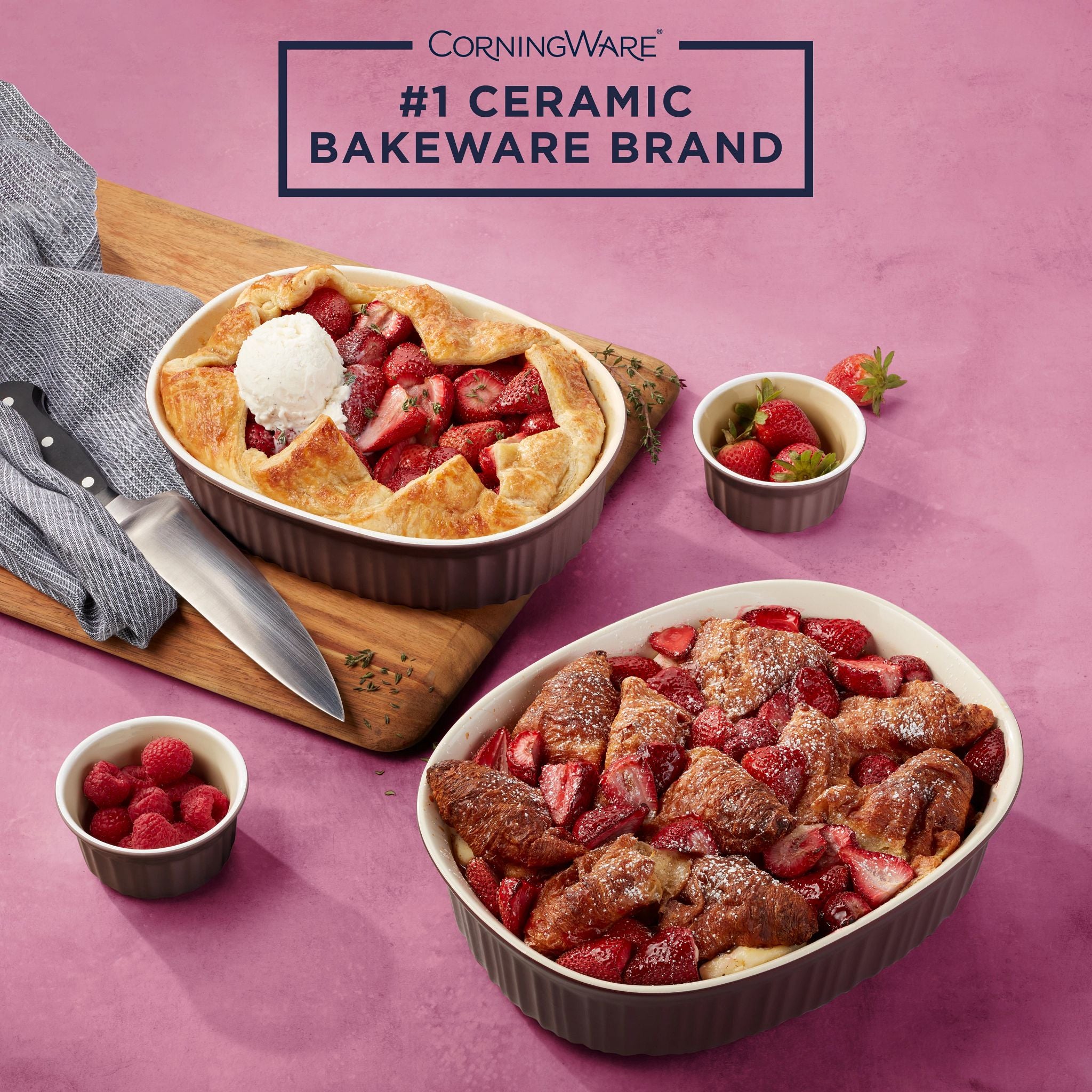 CorningWare French Colors 10-piece Bakeware Set. Cabernet - Image 2