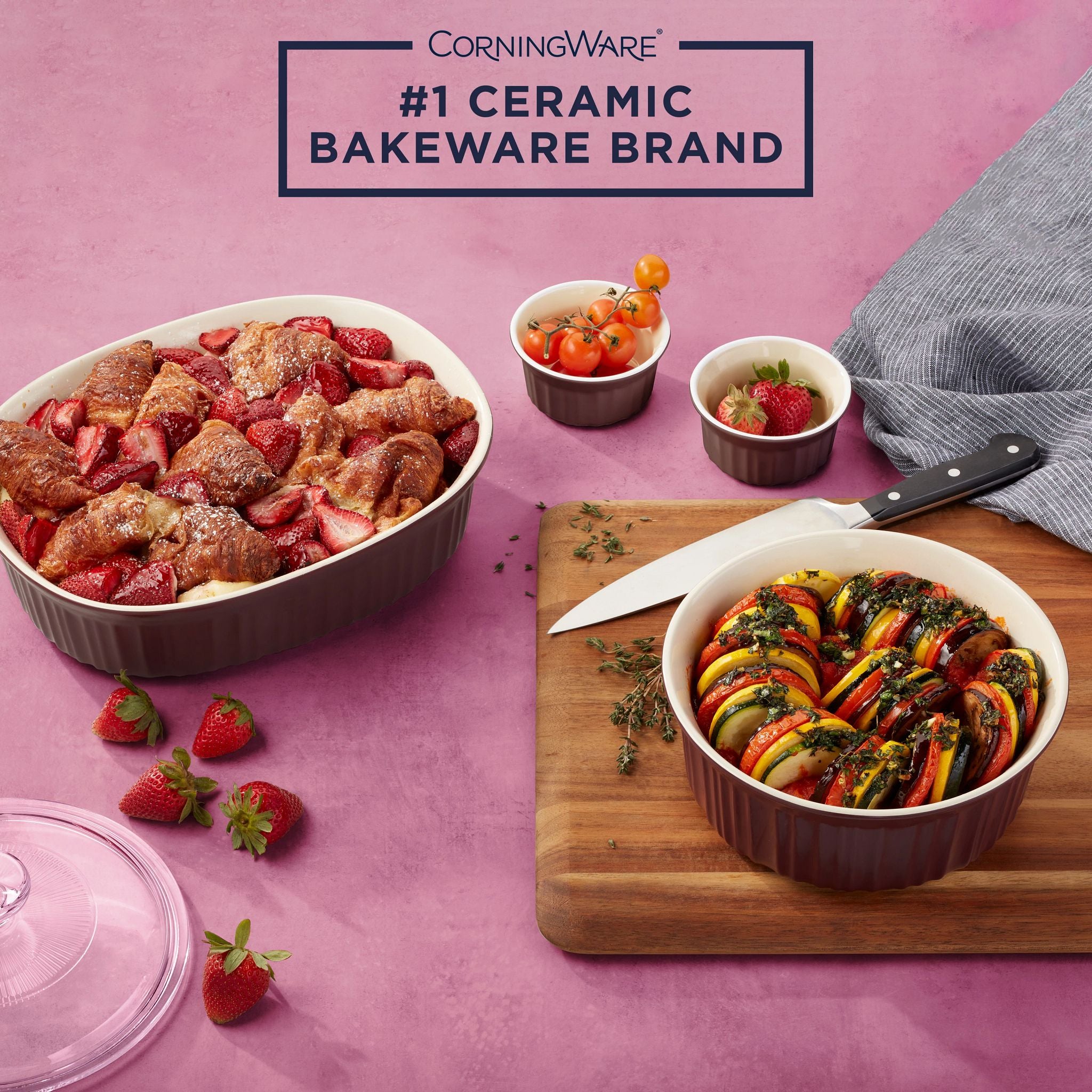 CorningWare French Colors 12-piece Bakeware Set. Cabernet - Image 2